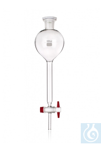 Gilson scheitrechter 250 ml met NS 29/32 en PE stop met kraan PTFE NS 14.5/2.5, borosilicaatglas 3.3